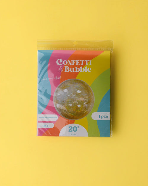 20 inch clear TPU bubble balloon filled with gold glitter